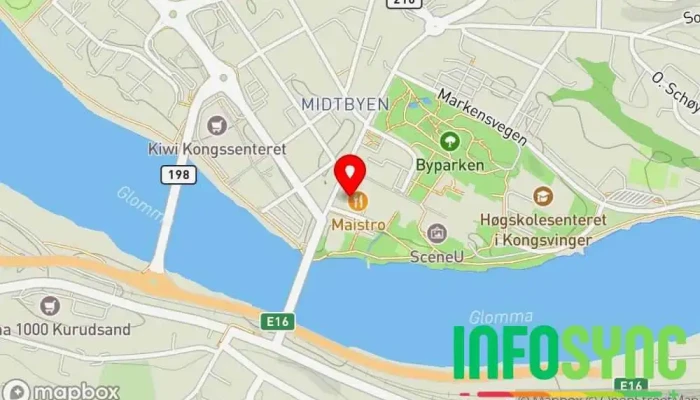 kart over NAV Kongsvinger Sosialtjeneste-organisasjon i Kongsvinger