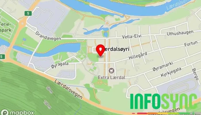 kart over NAV Lærdal Kommunalt kontor i Lærdal