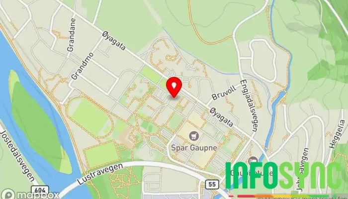 kart over Nav Luster Sosialtjeneste-organisasjon i Gaupne