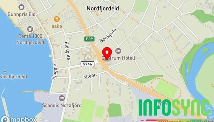 kart over Nordfjord Trafikk Trafikkskole i Nordfjordeid