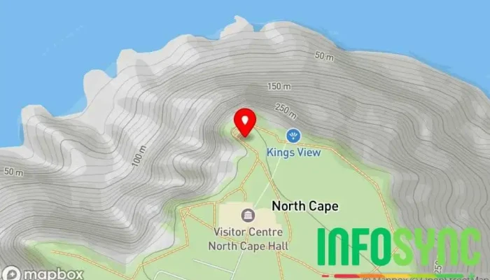 kart over Nordkapp Globus Kulturelt landemerke i Nordkapp