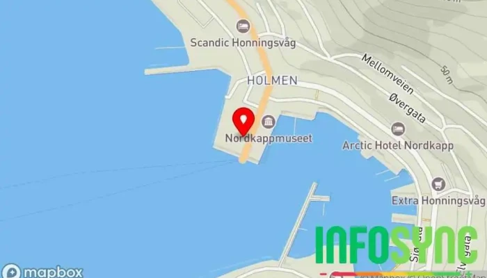 kart over Nordkapp reisebyrå AS Reisebyrå i Honningsvåg