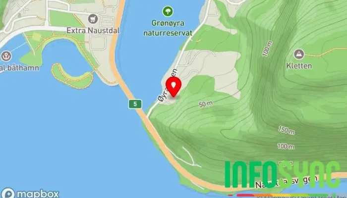 kart over Norgeshus Naustdal Bygg Husbygger, Bygging av arkitekttegnede hus, Entreprenør i Naustdal