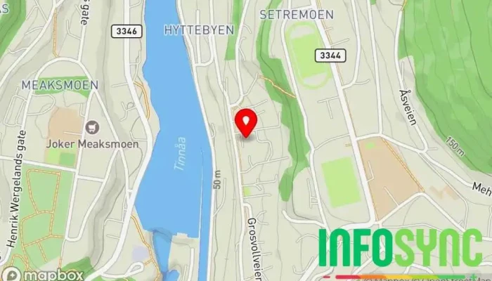 kart over Notodden Energi AS Elektrisitetsverk i Notodden