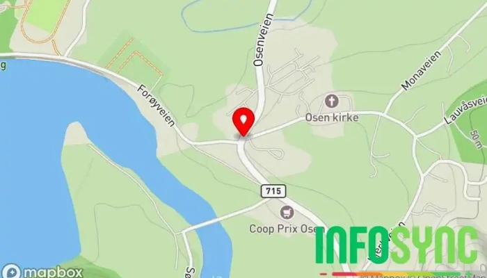 kart over Osen Fjordcamping Campingplass i Steinsdalen
