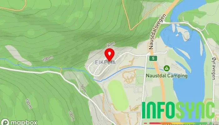 kart over Osland Sykkel og Vedlikehald Sykkelreparatør, Sykkelstativ, Sykkelbutikk i Naustdal