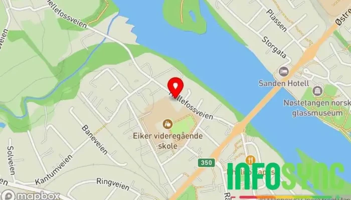 kart over Øvre Eiker kommune Aktivitetshuset Optignisten Samfunnshus, Rådhus i Hokksund