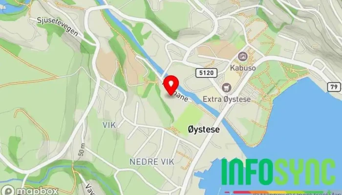 kart over Øystesehallen Stadion i Øystese