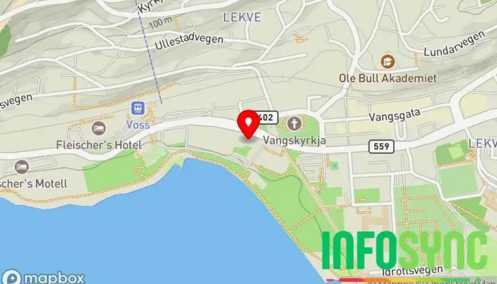 kart over Park Hotel Vossevangen Hotell, Konferansesenter i Vossevangen