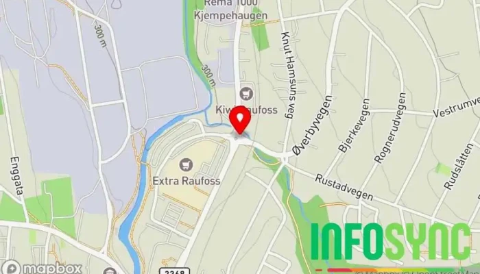 kart over Raufoss  i Raufoss