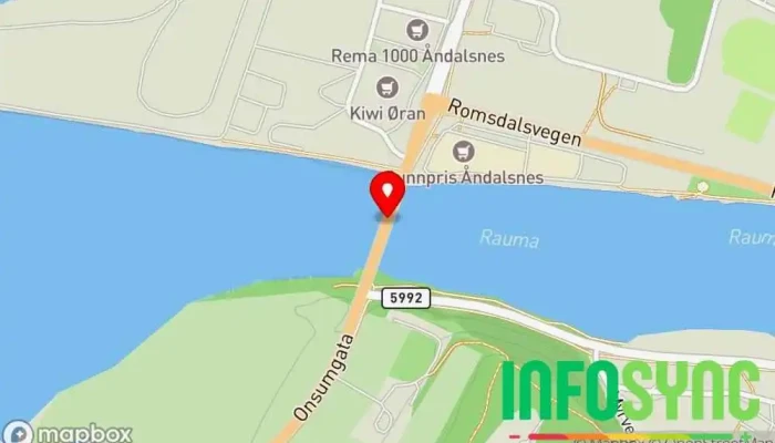 kart over Raumabrua Bro i Veblungsnes