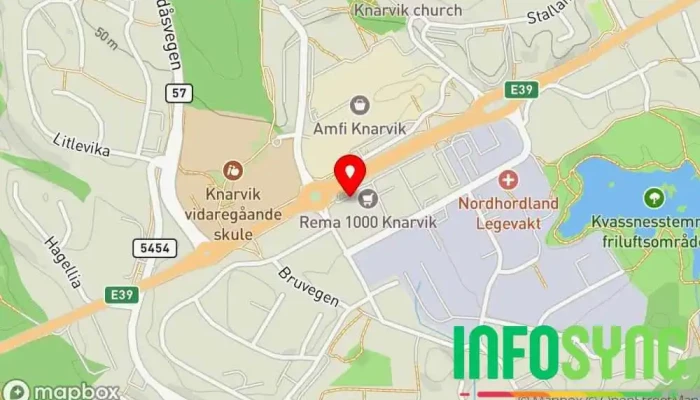 kart over Region Nordhordland IKS Hovedkontor i Isdalstø