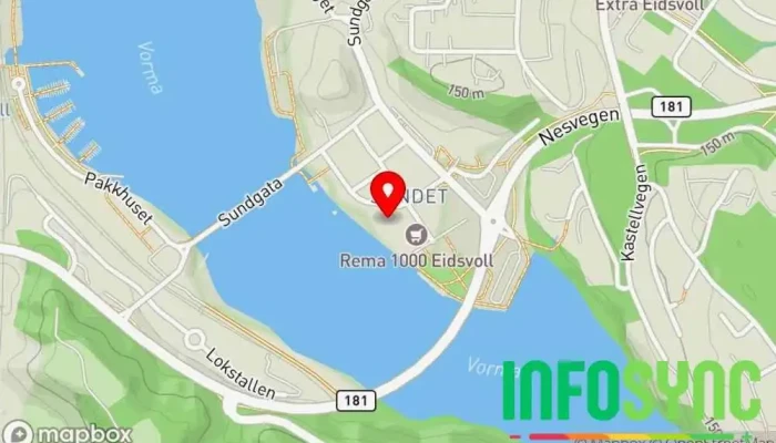 kart over Regnskapstjenester Eidsvoll AS Regnskapsfirma i Sundet