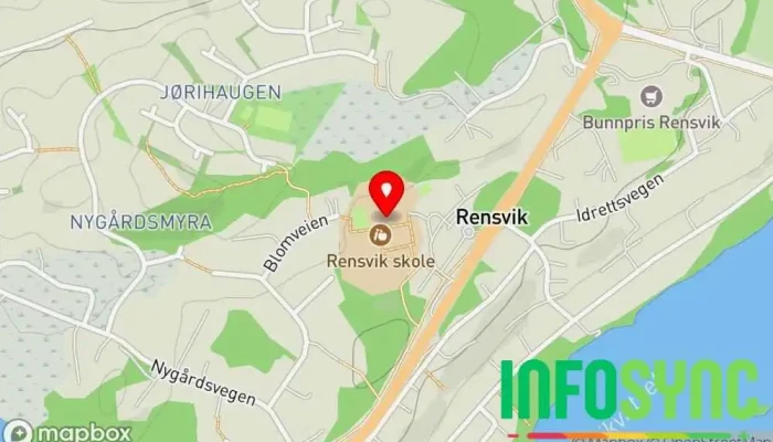 kart over Rensvik barneskole Skole, Skolefritidsordning, Barneskole i Frei