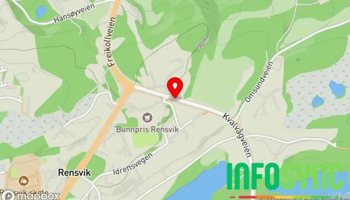 kart over Rensvik Kvalvågveien Bussholdeplass i Frei