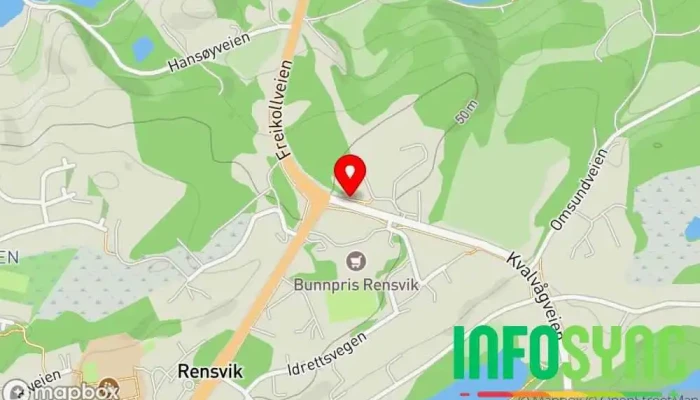kart over Rensvik Kvalvågveien Bussholdeplass i Frei