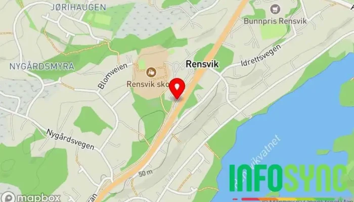 kart over Rensvik skole Bussholdeplass i Frei