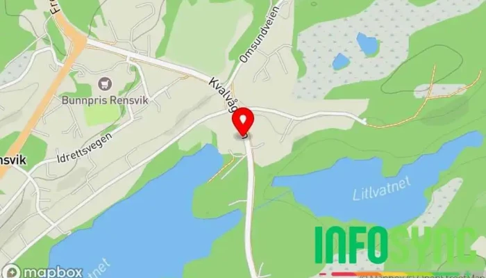 kart over Rensvikvatnet Bussholdeplass i Frei