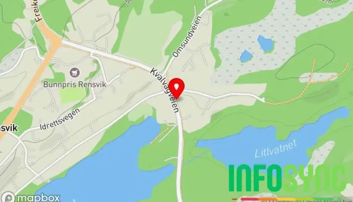 kart over Rensvikvatnet Bussholdeplass i Frei