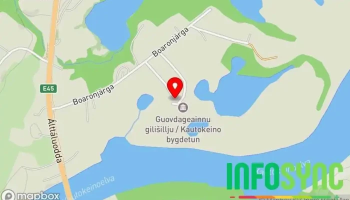 kart over RiddoDuottarMuseat -Guovdageainnu gilišillju/Kautokeino Bygdetun Kultur, Kunstmuseum, Kulturminne i Kautokeino