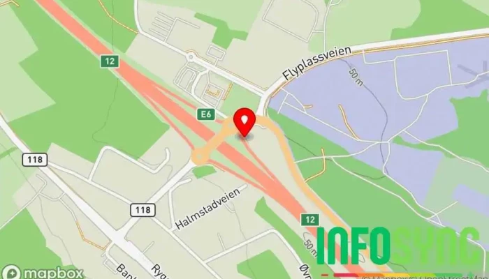 kart over Rygge E6 Bussholdeplass i Rygge