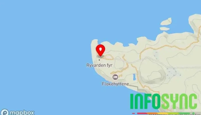 kart over Ryvarden Kulturfyr Turistattraksjon, Kunstgalleri, Kafé, Feriehus, Hotell i Sveio