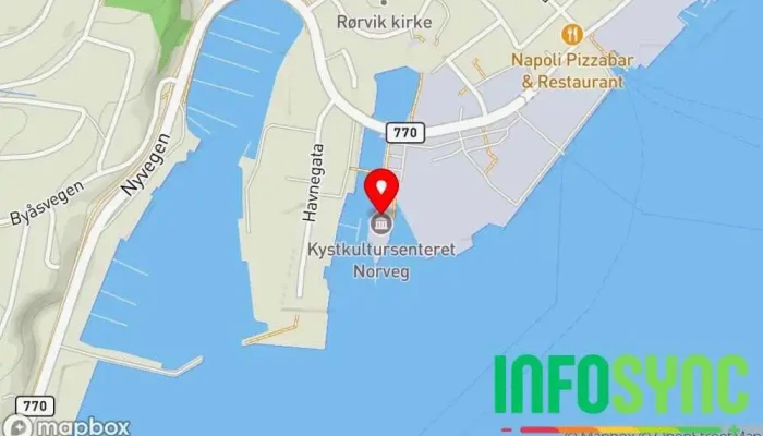 kart over Salmon Center Rørvik Besøkssenter i Rørvik