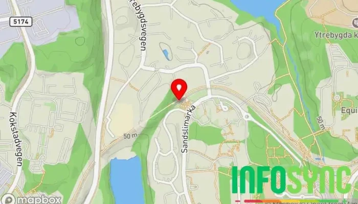 kart over Sandslimarka Trikkeholdeplass i Sandsli