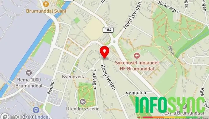 kart over SB VAKTMESTERTJENESTER & TRANSPORT BERNTSEN Transporttjeneste i Brumunddal
