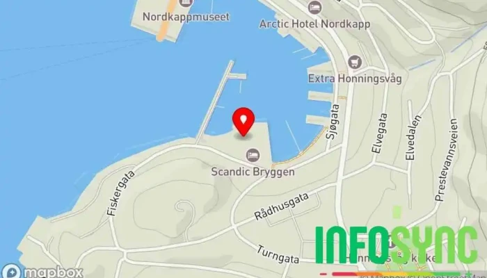 kart over Scandic Bryggen Hotell i Honningsvåg