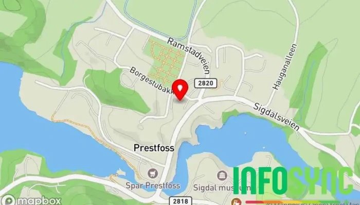 kart over Sigdal kommune Kommunalt kontor i Prestfoss