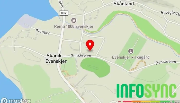 kart over Skånland Vekst Bedrift i Evenskjer