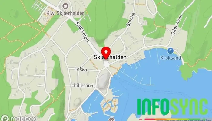 kart over Skjærhalden Bussholdeplass i Skjærhalden