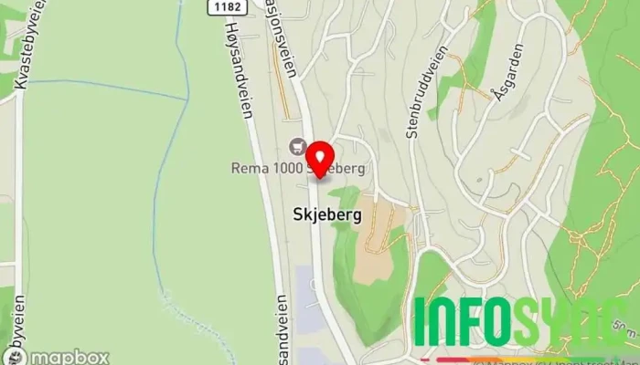 kart over Skjeberg bensin Bussholdeplass i Skjeberg