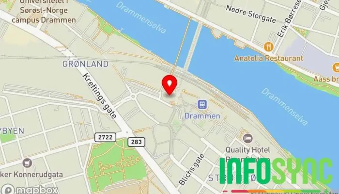 kart over Skogerbygget ,Strømsø Torg 9 Hovedkontor i Drammen