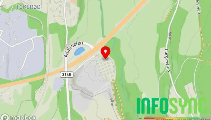 kart over Skoppum Gjenvinningsstasjon, Vesar Resirkuleringsanlegg, Renovasjon, Søppelplass, Renovasjonsvesen, Avfallshåndtering i Skoppum
