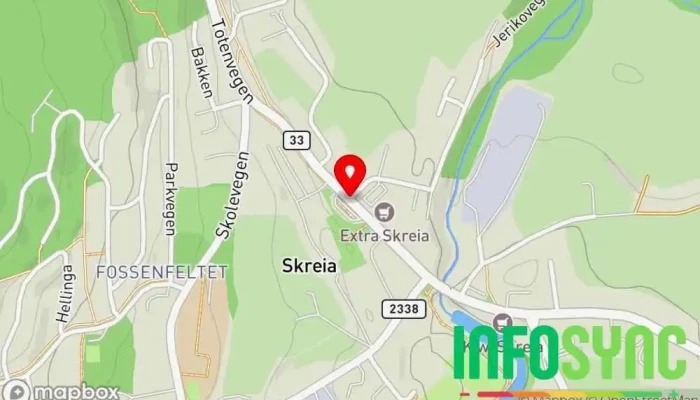 kart over Skreia Bussholdeplass i Skreia