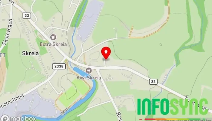 kart over Skreia Møbel og Treskjærerverksted Møbelverksted, Møbelsnekker, Snekker i Skreia