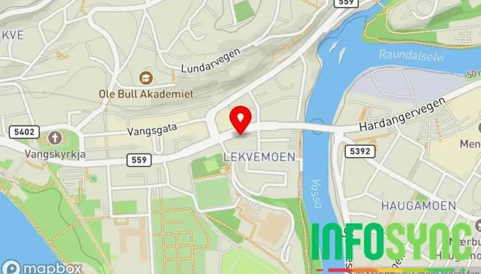 kart over Sky Fitness Treningsstudio i Vossevangen