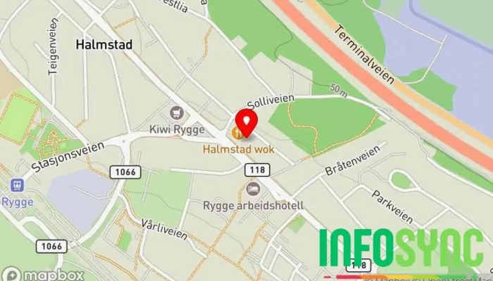 kart over SKY Fitness Rygge Treningsstudio i Halmstad