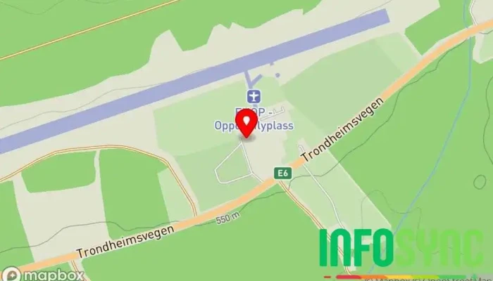 kart over Skydive Oppdal Fallskjermklubb i Oppdal