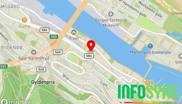 kart over Skyhaganes Flyfotograf i Bergen