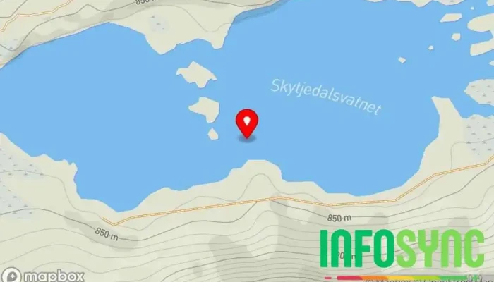kart over Skytjedalsvatnet Innsjø i Eidfjord
