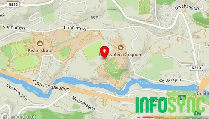 kart over Sogn Næring AS Bedriftsrådgivning, Bedriftsnettverksfirma i Sogndal