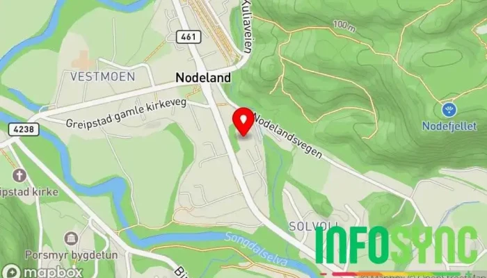 kart over Songdalstunet Helse- og Omsorgsseksjonen Eldreomsorg i Nodeland