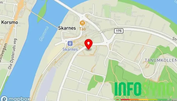 kart over Sør-Odal bibliotek Bibliotek i Skarnes