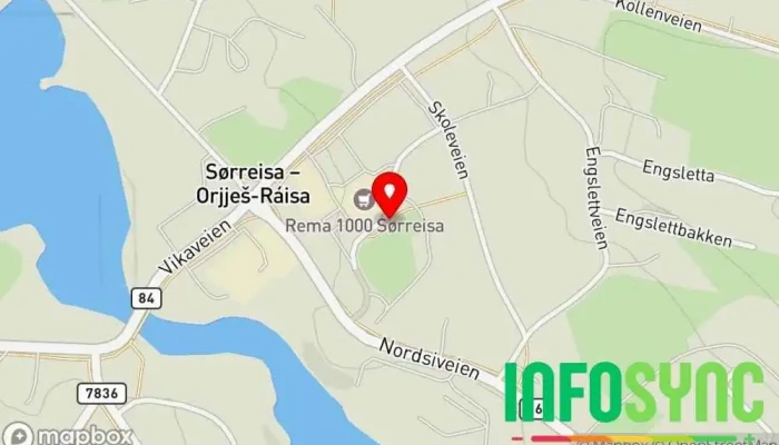 kart over Sørreisa sentralskole Bussholdeplass i Sørreisa