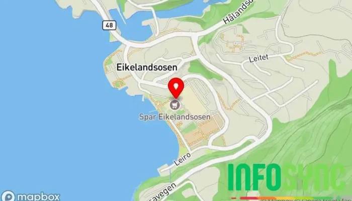 kart over Sparebanken Norge Eikelandsosen Bank, Minibank, Sparebank i Eikelandsosen