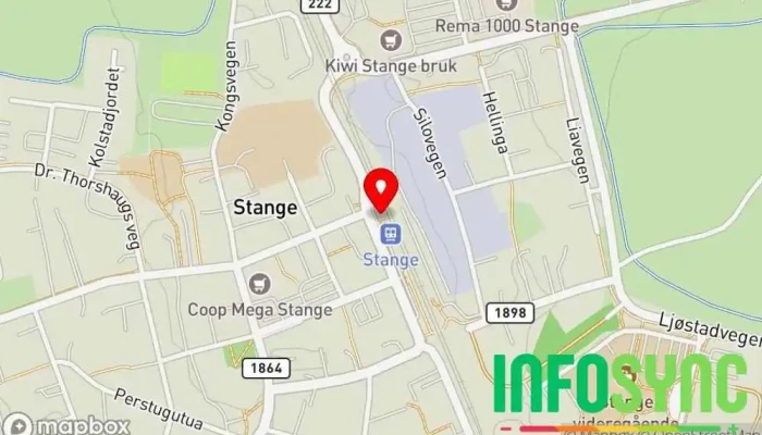 kart over Stange stasjon Busselskap i Stange