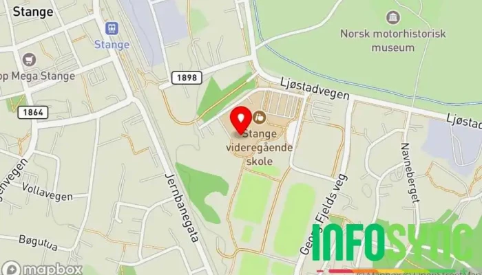 kart over Stange Videregående Skole Skole i Stange